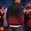 Men's Flannel 1/4 Zip Long Sleeve Sweatshirt with Halloween Print for Casual Wear