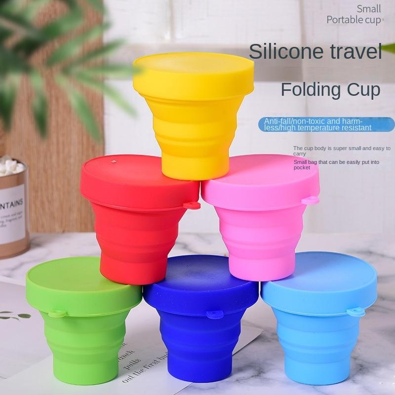 170 Platinum Folding Silica Gel Cup Candy Color Design Shrink Outdoor Use Drinking Glass Lightweight to Carry and Storage