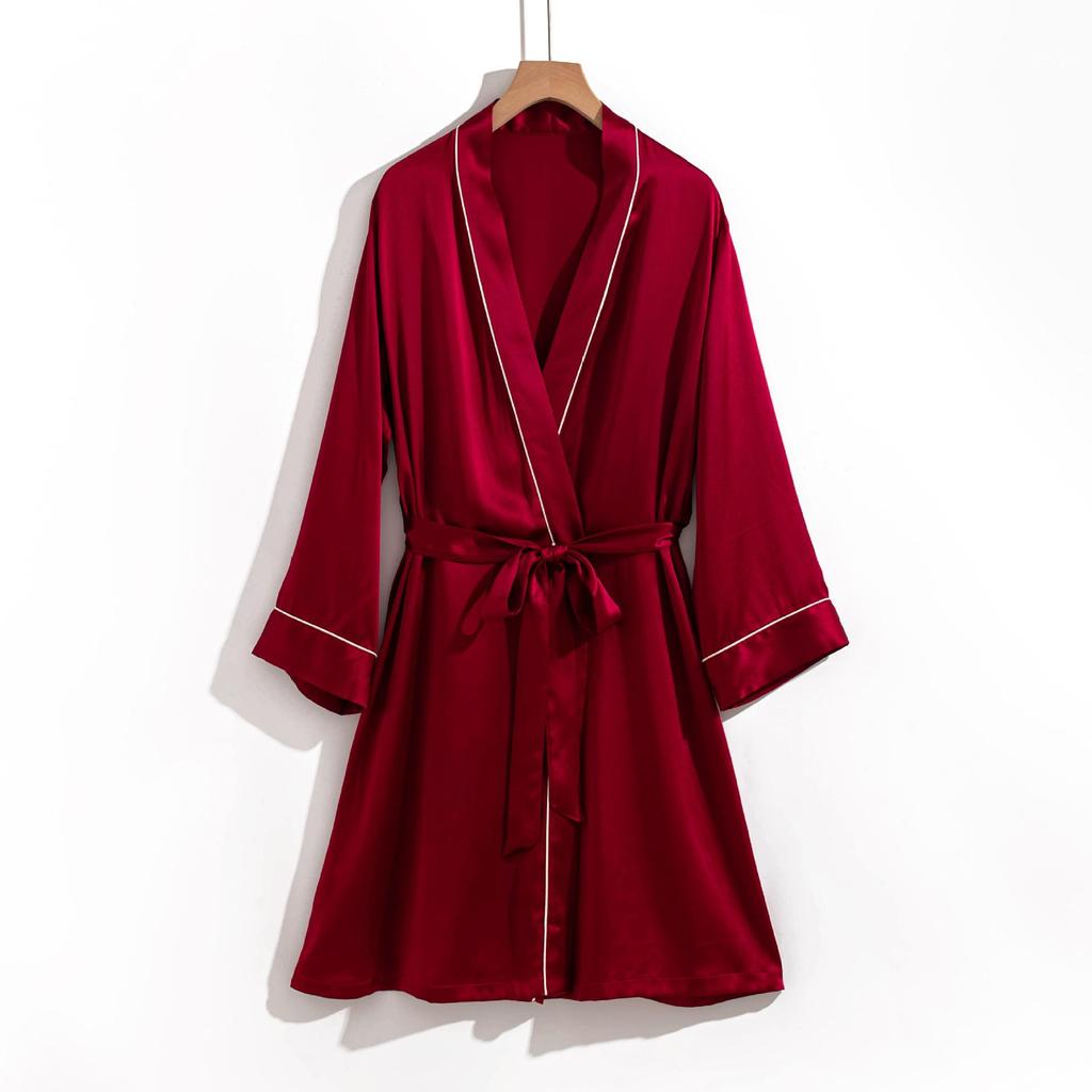 2025 Women's Silk Spaghetti Strap Robe & Nightgown - Elegant Bridal Homewear