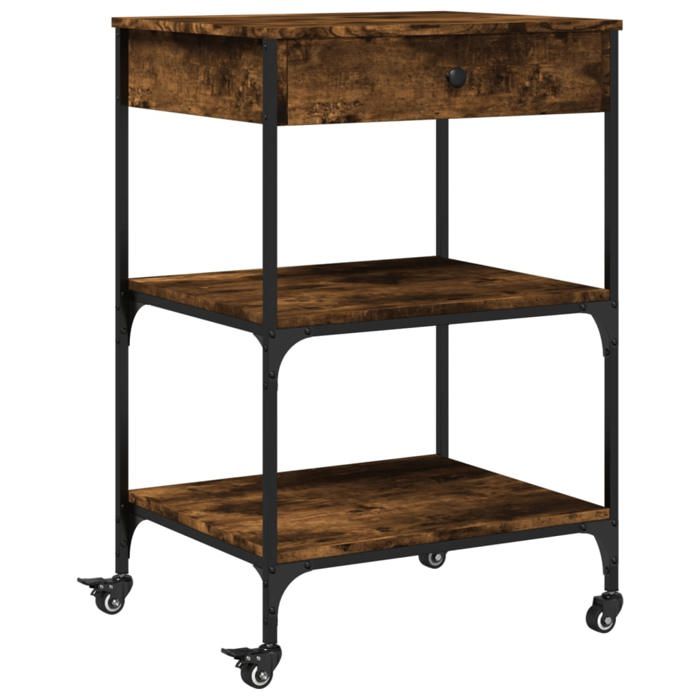 VidaXL Kitchen Cart, Shelf with Wheels, Service Cart, Indoor Living Room Bathroom Storage Furniture, Oak 842373
