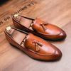 Zapato Social Masculino Alta Calidad Formal Cuero Genuino Zapatos Hombre Diario Borlas Mocasín de Negocios Para Hombre Zapatos de Vestir Felpa Comodidad