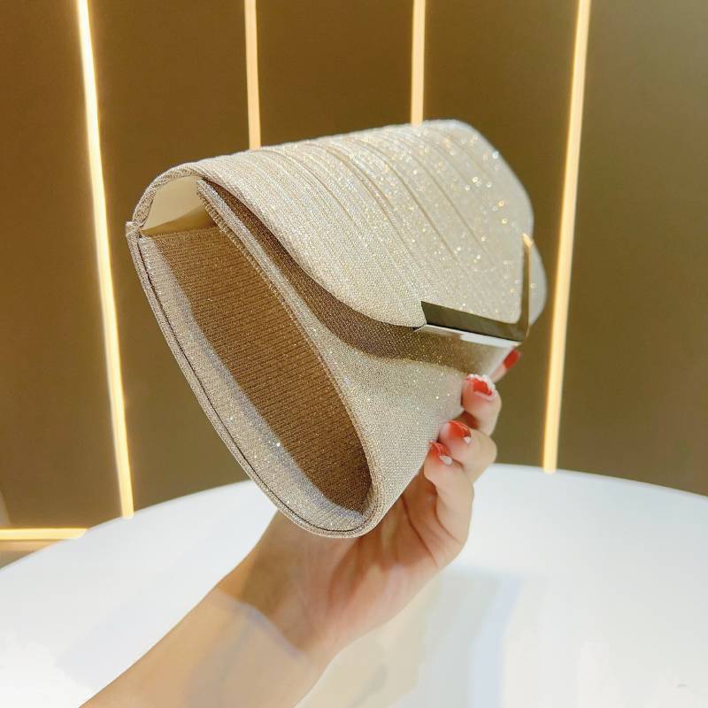 Elegante Borsa a Pochette da Sera in Poliestere con Chiusura Magnetica per Feste ed Eventi a Cena