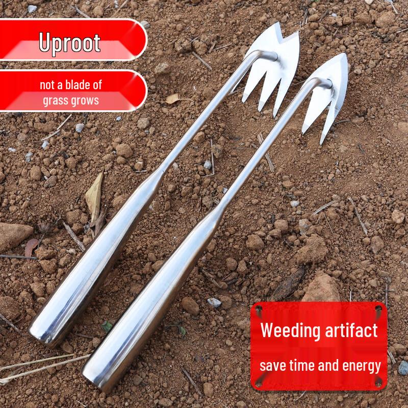 Stainless Steel 3-Prong Root Weeder