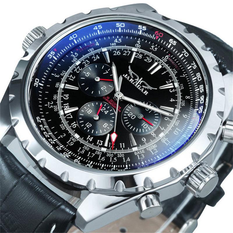 Jaragar Men'S Fashion Casual Hollow Multifunctional Large Dial, Automatic Mechanical Watch