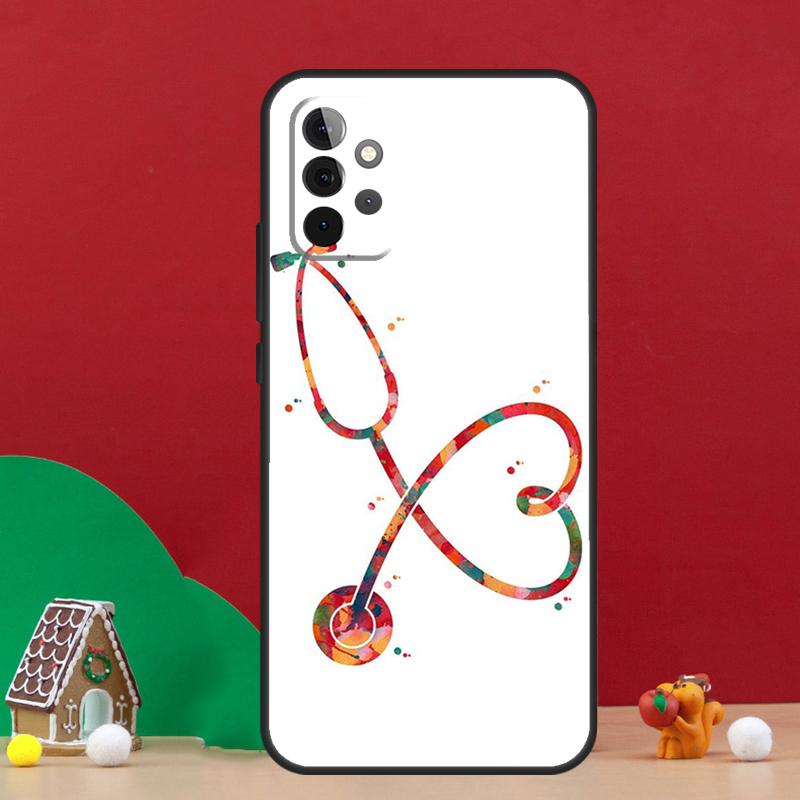 Cute Stethoscope Heart Case For Samsung Galaxy A36 A56 A06 A13 A53 A32 A12 A22 A52 A35 A17 A16 A55 A15 A54 A34 A14