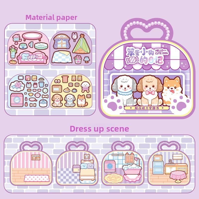 

Unpacking Educational Non-cutting Handmade Magnetic Toys for Children Stupid Little Dog 1 set фиолетовый