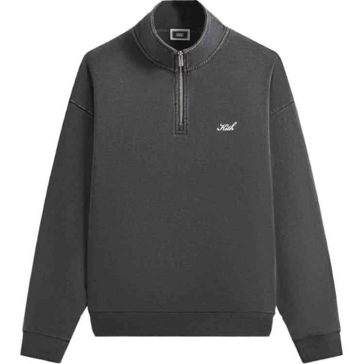 Kith FW24 Nelson Quarter Zip Fall 2024 Series Stand Collar Zip Casual Sports Long Sleeve Jacket Men jackets Carbon KHM032391-016 XS
