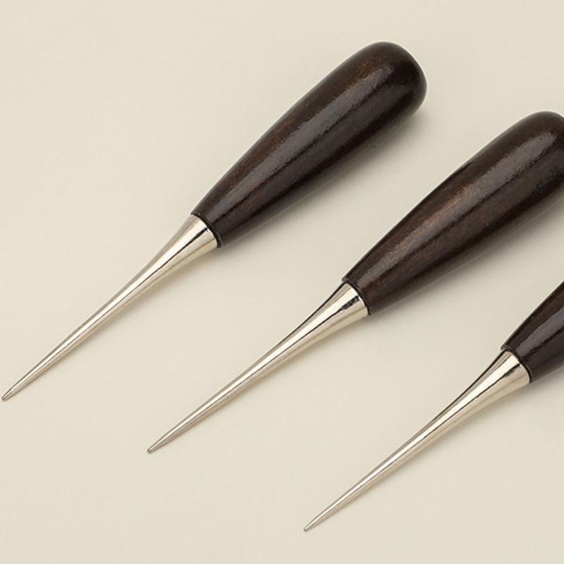 10Pcs Professional Leather Awl with Pointed Tip Wood Handle Sewing Awl Tool For Leather Craft Tailoring Hole Punching