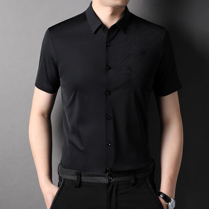 

Летняя новинка для молодых и средних лет, тонкая рубашка с коротким рукавом и лацканами, повседневный деловой кардиган для папы 4XL