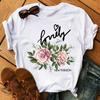 Fashion Women T Shirt Flower Printed T Shirt Casual Black Tops 90s Ladies Girl Tee Shirt Female Harajuku Graphic T -Shirt