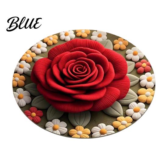 Floral Patterned Bathroom Diatomaceous Earth Absorbent Quick Sunflower Area Rug 3D Dry Plush Floor Decoration