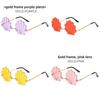 Trendy Frameless Gold Sunglasses With Resin Pink Lenses For Festival And Party Fashion