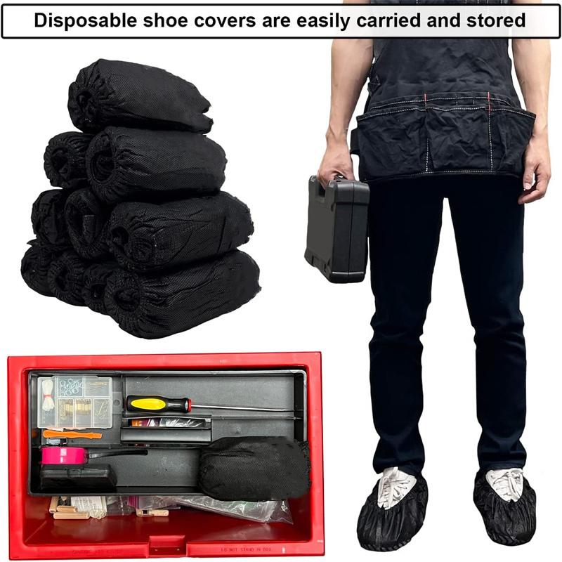 Shoe Covers Disposable Durable 100 Pack Nonwoven Shoe & Boot Covers Waterproof Non-slip Shoe Booties for Indoors Home Workplace