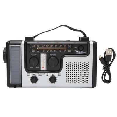 LED Hand Crank Radio AM FM SW Solar Dynamo Outdoor Emergency Radio with Portable Flashlight