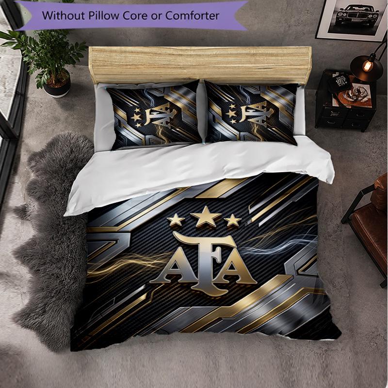 Argentina Football Pattern 3 Pieces Bedding Set Soft Microfiber Duvet Cover with Pillow Cases for Bedroom