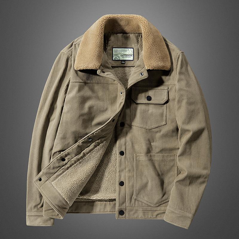 

Зимняя куртка большого размера из хлопка, однотонная, с боковыми карманами, однобортная, из бархата, коричневого хлопка, шерсть ягненка 5XL