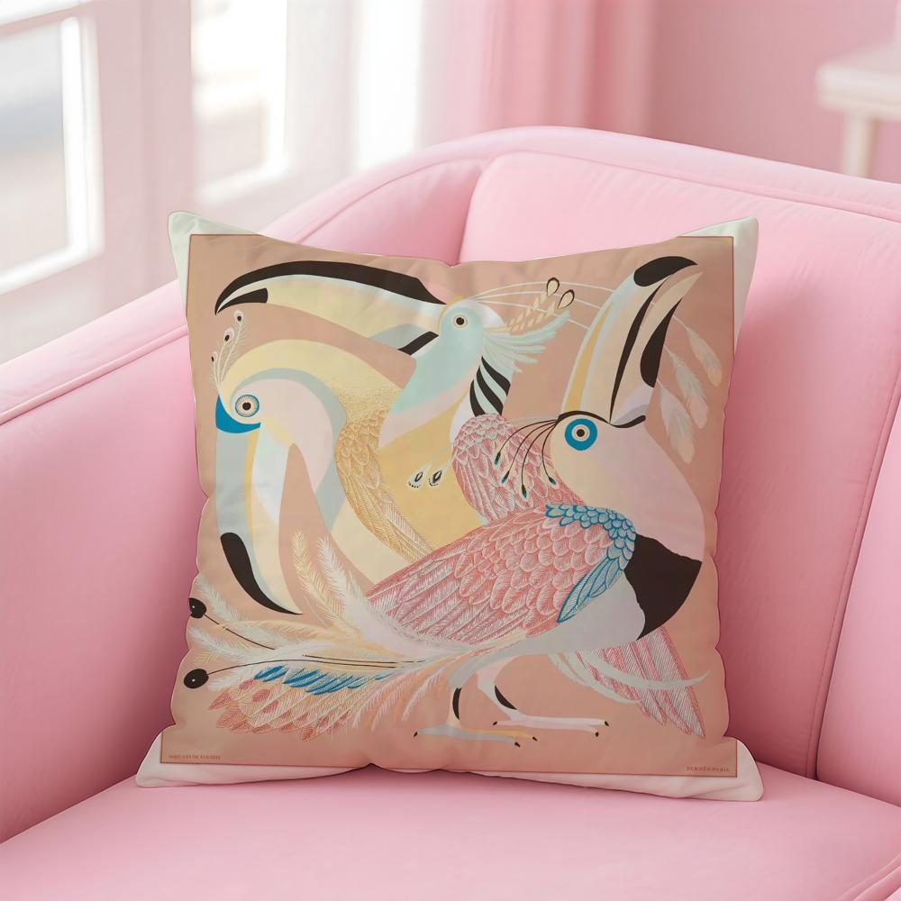 Luxury Colorful Toucan Cushion Cover Soft Plush Throw Pillow Cushion CoverDoubleSided Printed Pillow Case for Sofa Home Decor