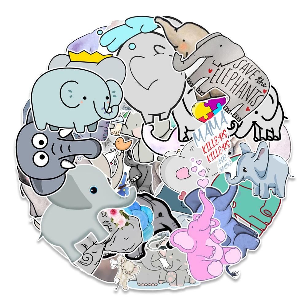 50 Cartoon Elephant Animal Graffiti Sticker Trolley Box Sticker Laptop Mobile Phone Water Cup Sticker