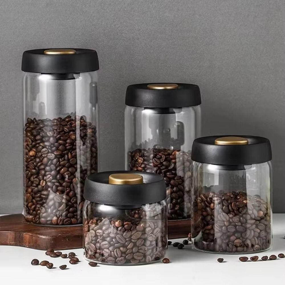 Manual Vacuum Sealed Coffee Bean Tank Glass Air Extraction Airtight Container  Cereals