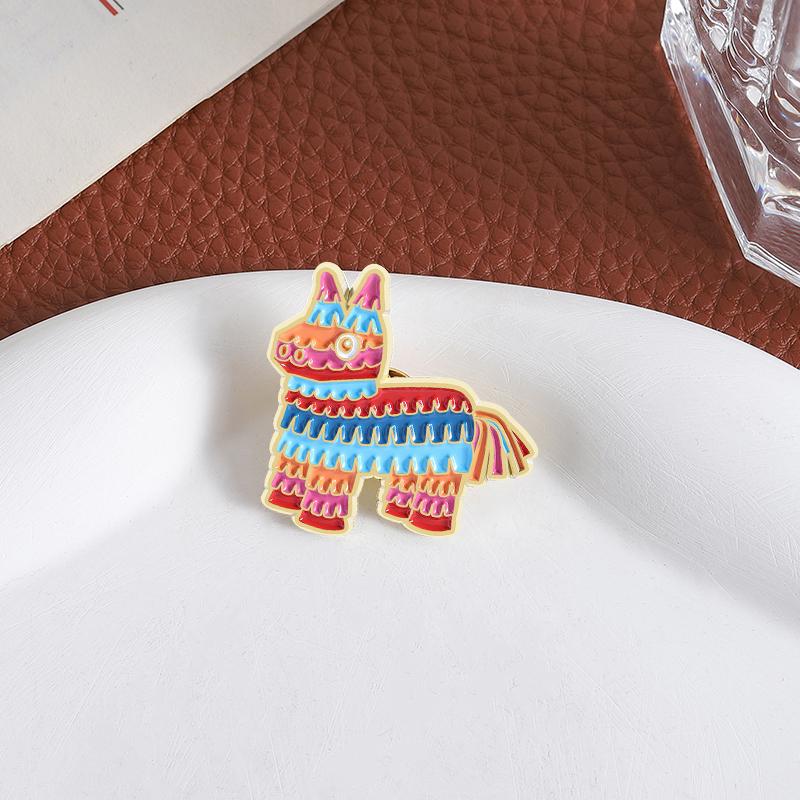 Cartoon Mexican Donkey Horse Enamel Pins Custom Brooches Colorful Unicorn Lapel Badges Clothes Animal Jewelry Gift for Friends