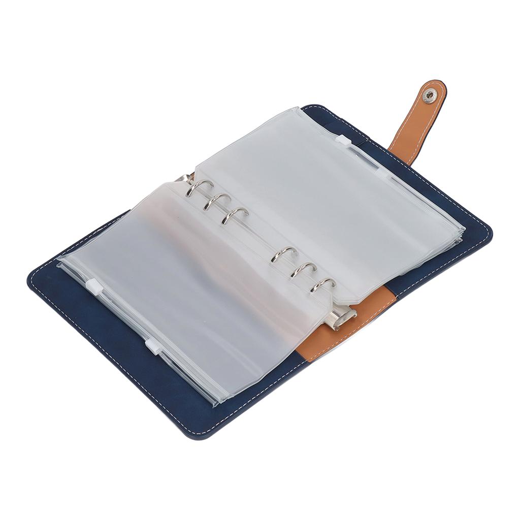 Cash     Portable Size PU Leather 6 Pre Punched Holes Budget   with 12 Clear Zip Pockets Small Labels