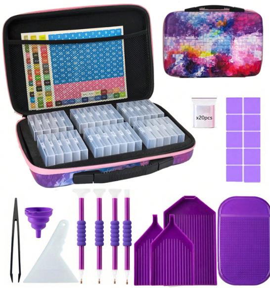 Diamond Painting Storage Kit Portable Bead Organizer Case with Containers Pens Trays Tweezers Wax and Accessories for DIY Crafts