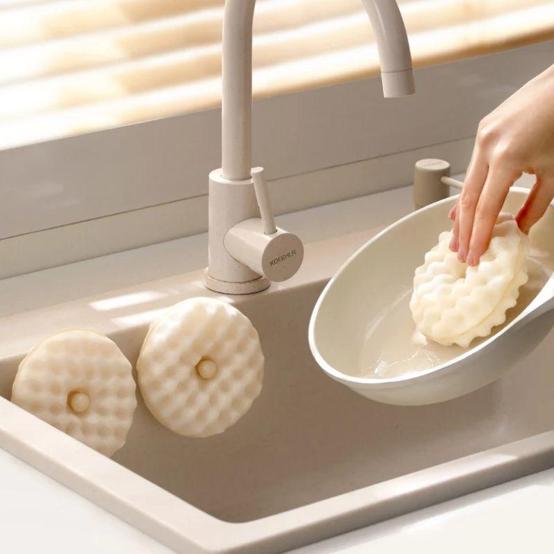 Cleaning Sponges With Storage Holder Reusable Kitchen Brush Non-stick Oil Washing Cloth Rags Scouring Pads Clean Tools