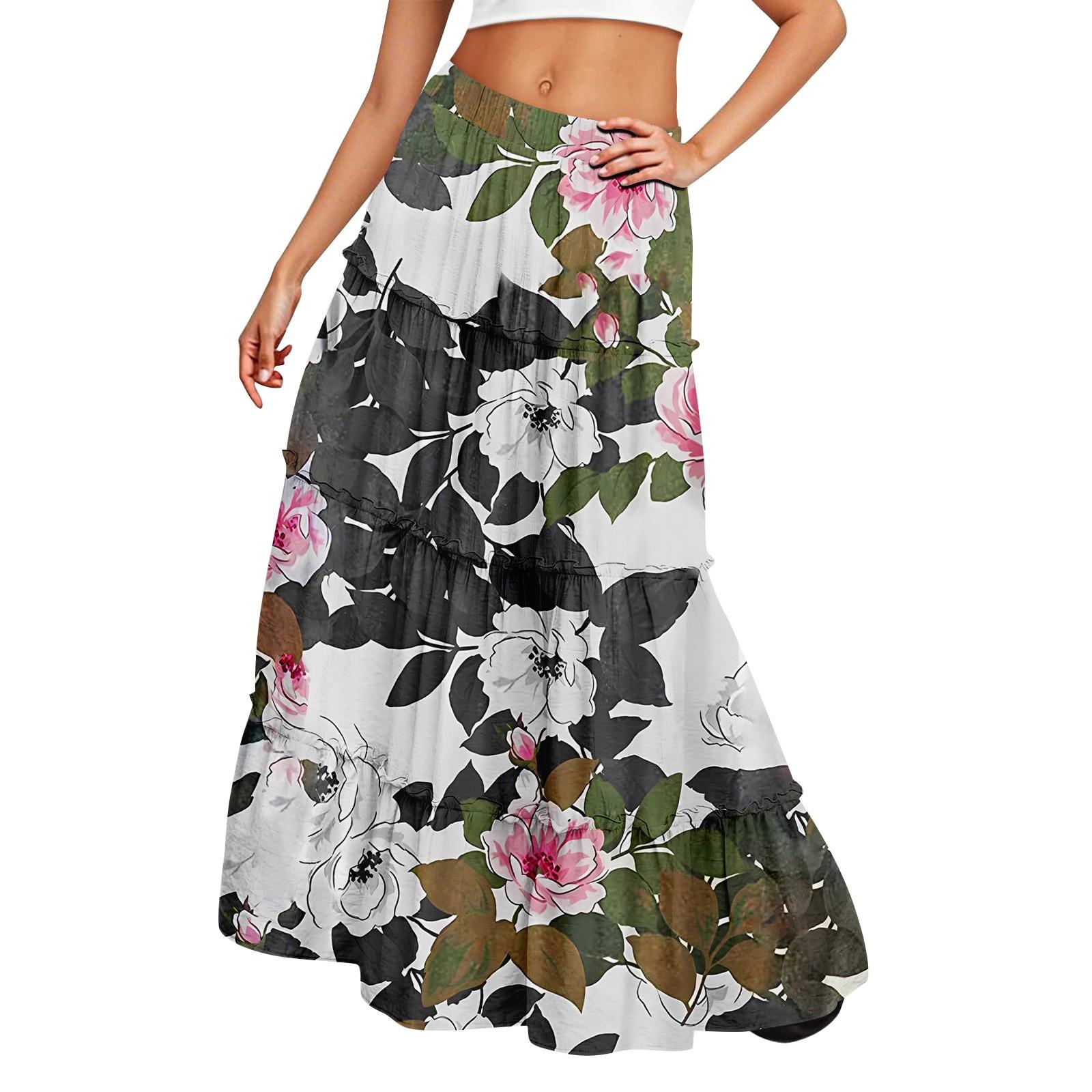 

Женская длинная юбка с принтом и эластичным поясом, свободным подолом M