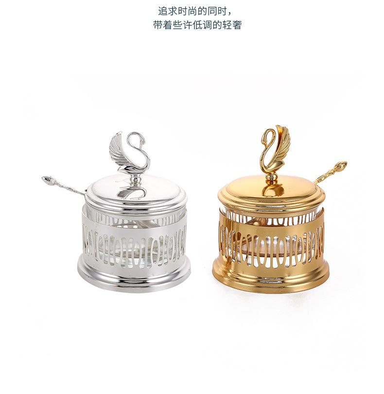 European-style Kitchen Creative Glass Cruet Hollow Swan Decorative Sugar Cup Seasoning Storage Box