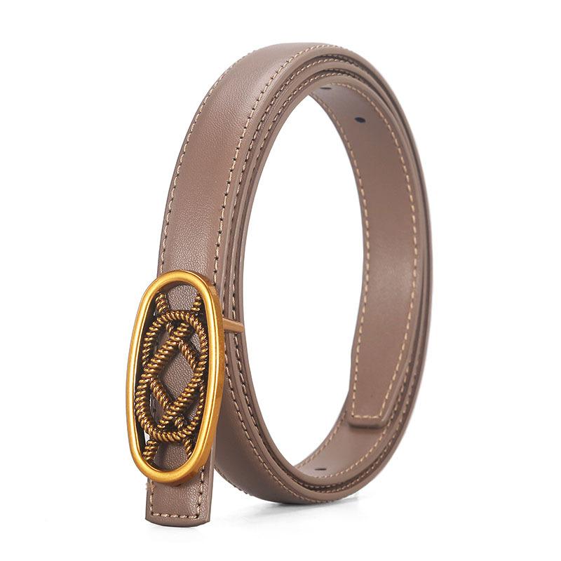 Oval Winding Flower Leather Cowhide Belt Women'S Decorative Dress Suit Retro Belt Women'S Literary Model
