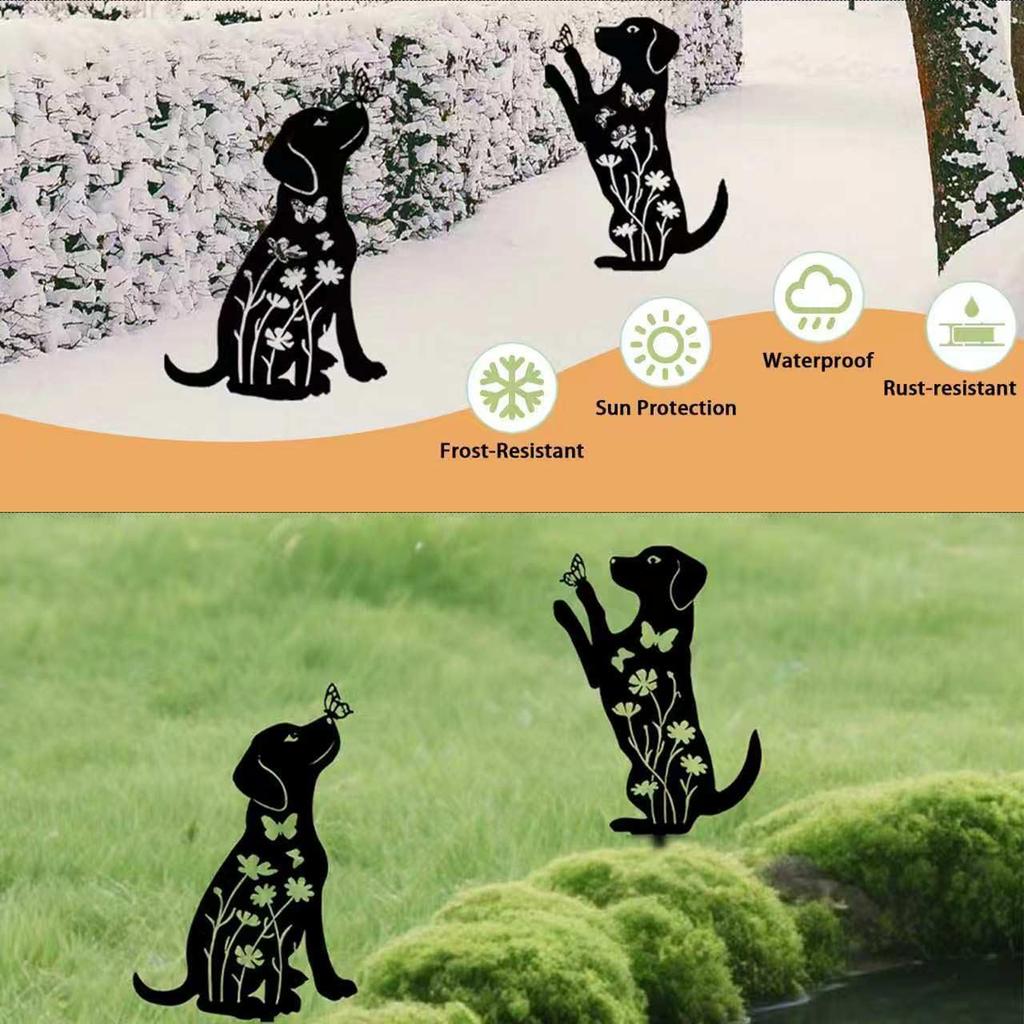 1 Paar tierförmige Gartenstecker Wetterbeständige Metall-Dekorations-Gartenstecker Rostfrei Hofdekoration Geschenke für Haustierliebhaber