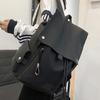 Versatile Student PU Backpack Water Resistant Large Flap Cover Drawstring Daypack School Book Bag for Daily Essential