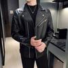 Motorcycle Suit Men's Trendy Brand Loose Fitting High-end PU Leather Jacket Autumn High Street Trend Casual Ruffian Handsome Lapel Jacket