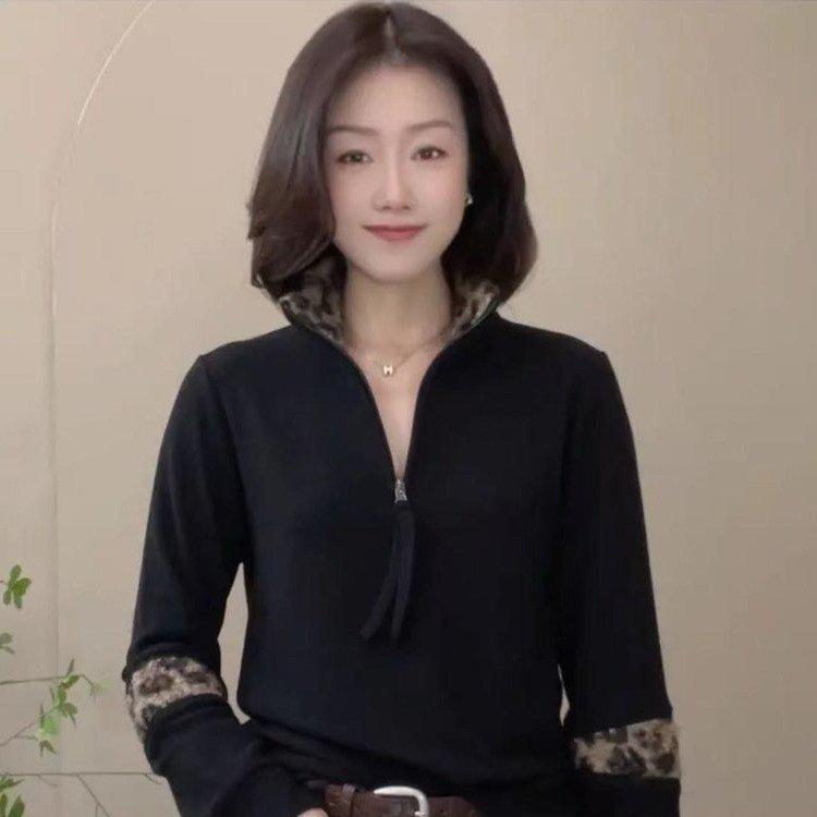 

Women s 2025 Winter Long Sleeve Half-high Collar Stylish Velvet Base Layer Shirt 3XL (130-140 Jin) чёрный