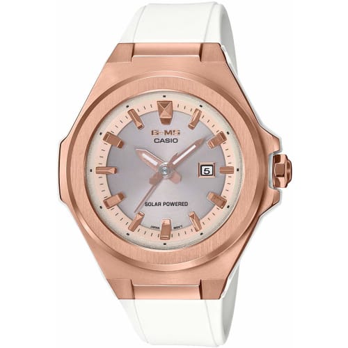 Casio Baby-G Women's Analog Metal Solar Watch G-MS White Rose Gold MSG-S500G-7A2