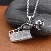 Retro Style Skull Knife Necklace Pendant for Men Punk Hip Hop Stainless Steel Skeleton Bottle Opener Gothic Jewelry