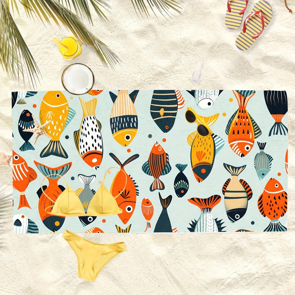 

Quick-Dry Colorful Fish Beach Towel - Lightweight, Soft Microfiber, Absorbent Pool and Shower Towel,for Outdoor Sports, Travel W40*H60(CM)