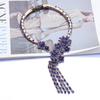 Personality: Vintage Alloy Choker, Blue Rhinestones, Exaggerated Necklace Accessory, Long Clavicle Chain, Tassel Necklace