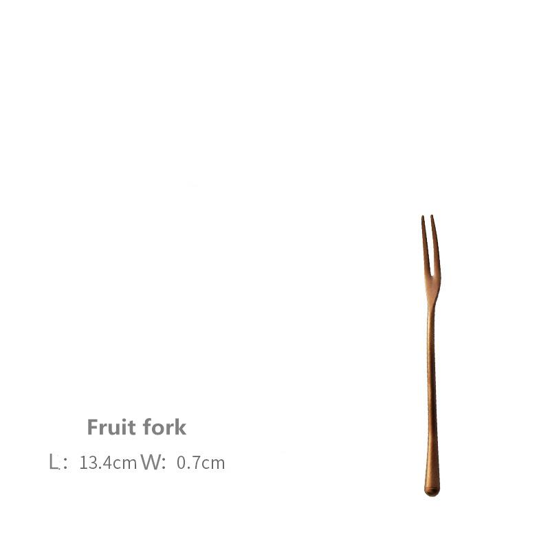 Japanese Style Old Western Tableware, Retro Steak Knife, Fork Spoon, Stirring Coffee Spoon, Rose Gold, 304 Stainless Steel