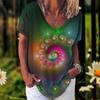 Summer New Women T Shirt 3d Flower Print V-neck Short Sleeve Blouse Fashion Plus Size T-shirts For Women Clothing Y2k Female Tee