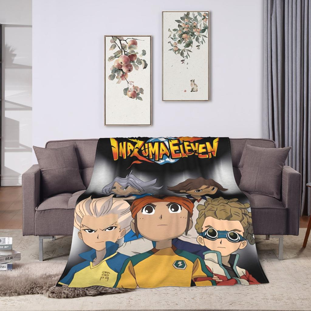 Inazuma Eleven Anime Blankets Flannel Spring/Autumn Breathable Lightweight Thin Throw Blankets for Sofa Travel Rug Piece