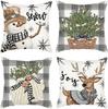 4 Set Christmas Cushion Cover Pillowcase 45cm Xmas Reindeer Snowman Cushion Covers Decorations for Home Ornament New Year Decor