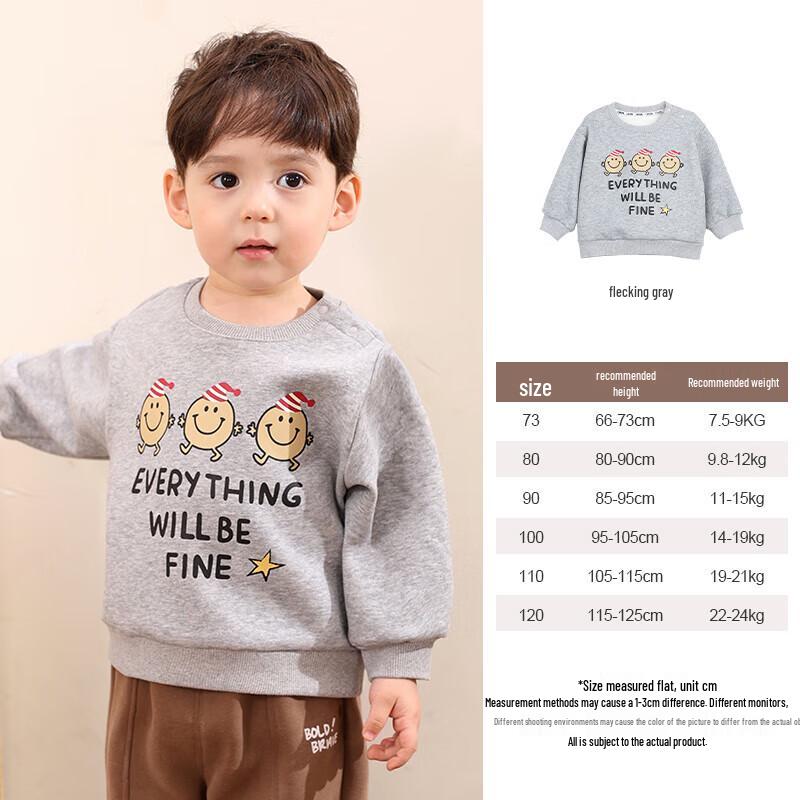 LUSON Baby Boys Fleece-Lined Round Neck Sweatshirt