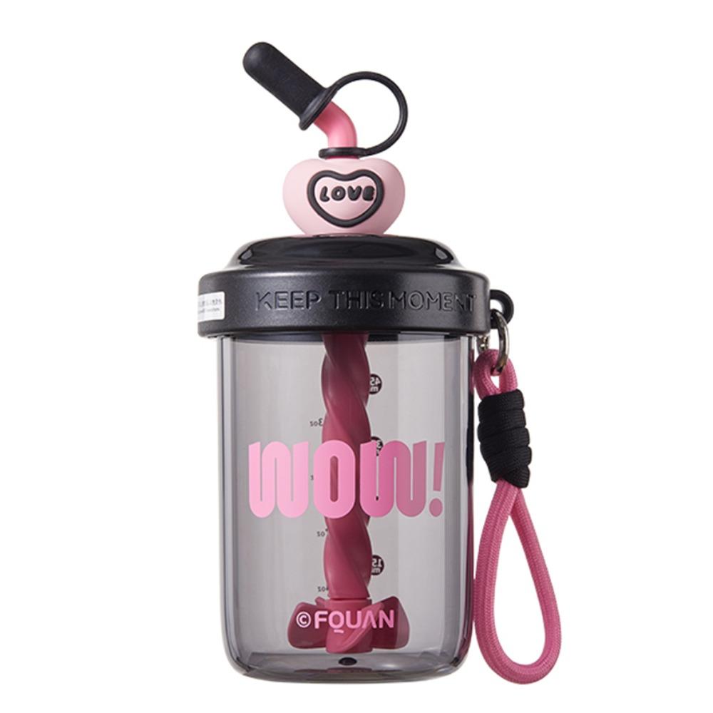 580ML Drinking Cup With Straw Stirring Cup Kawaii Whey Protein Shaker Bottle  Fruit Juice