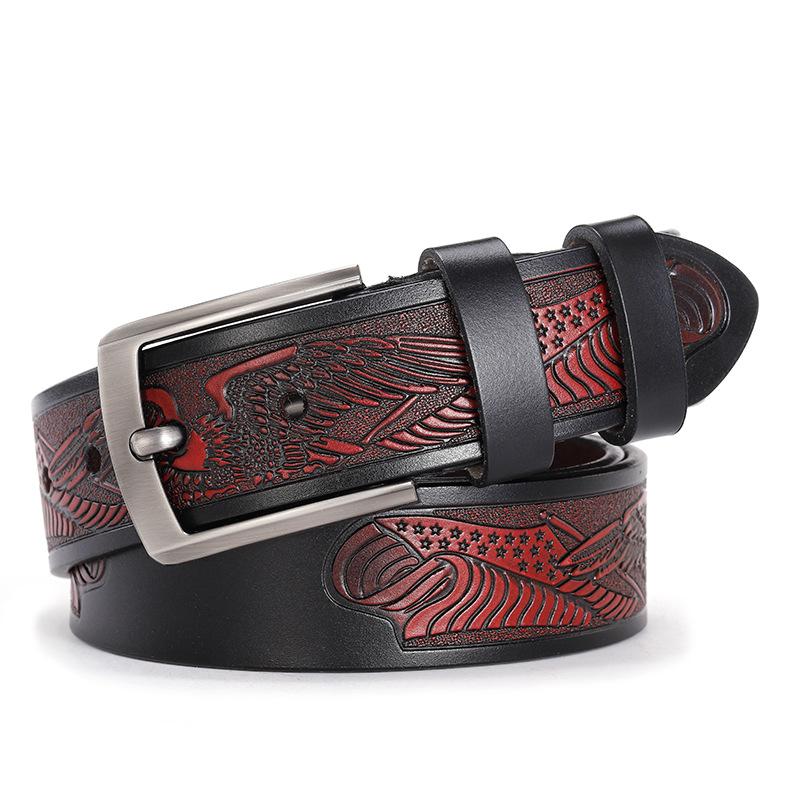 Leren Riem, Heren Leren Riem, Retro Pure Koeienhuid Riem Voor Mannen 110cm black
