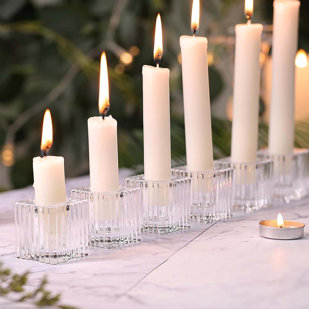 Taper Candle Holders,Glass Candlestick Holders,Clear Glass Candle Holders for Table Centerpiece,Wedding,Valentines Day,Party