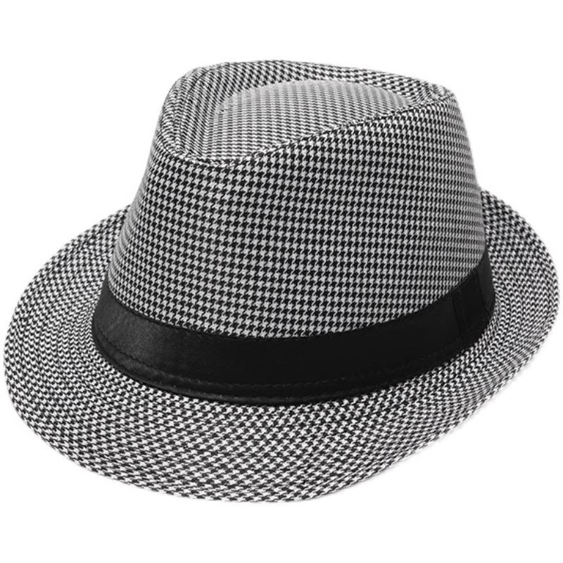 Houndstooth British Top Hats For Men Women Spring Autumn European American Jazz Hat Stage Performance Hat DadBucket Hats Gift