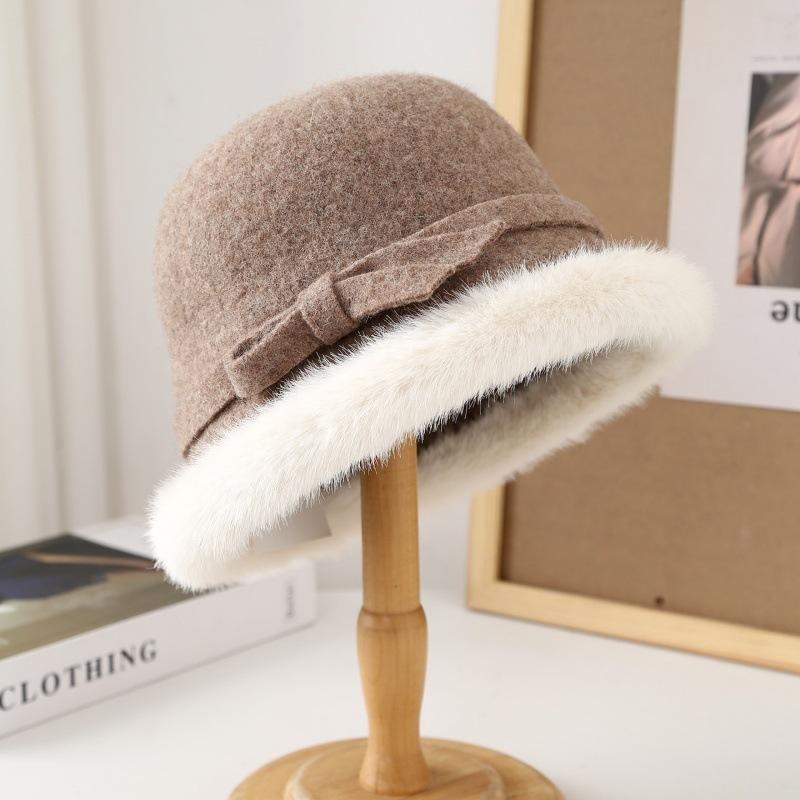 Fashion Plush Hat Women's Autumn and Winter Rough Edge Bucket Hat Thickened Warm Ear Protector Basin Hat Bucket Hat