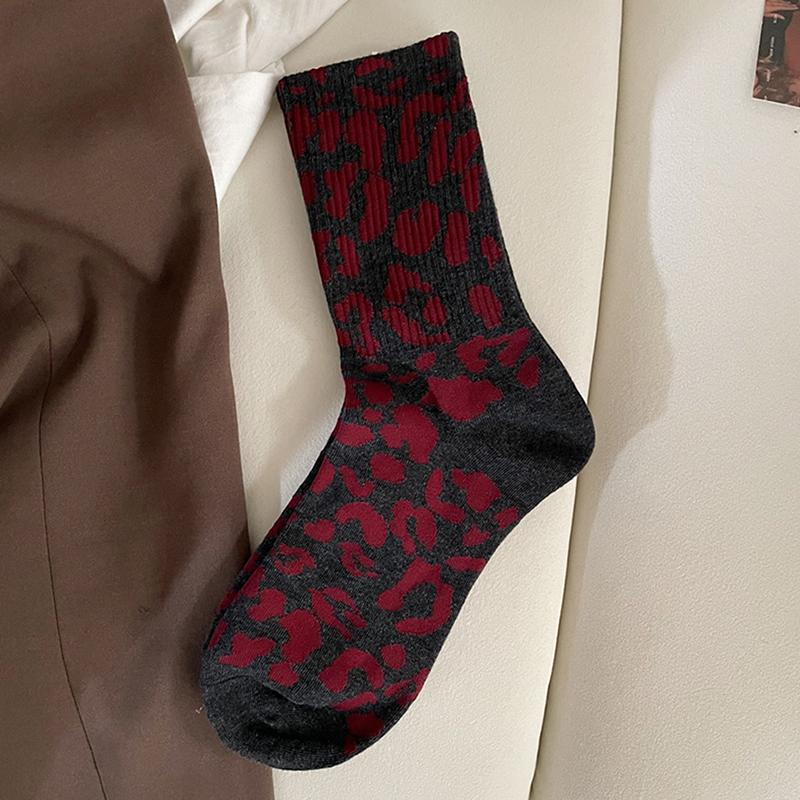 Spotted Leopard Print Women Socks Cotton Terry Tube Thickened Warm Socks Cotton Korean Japanese Style
