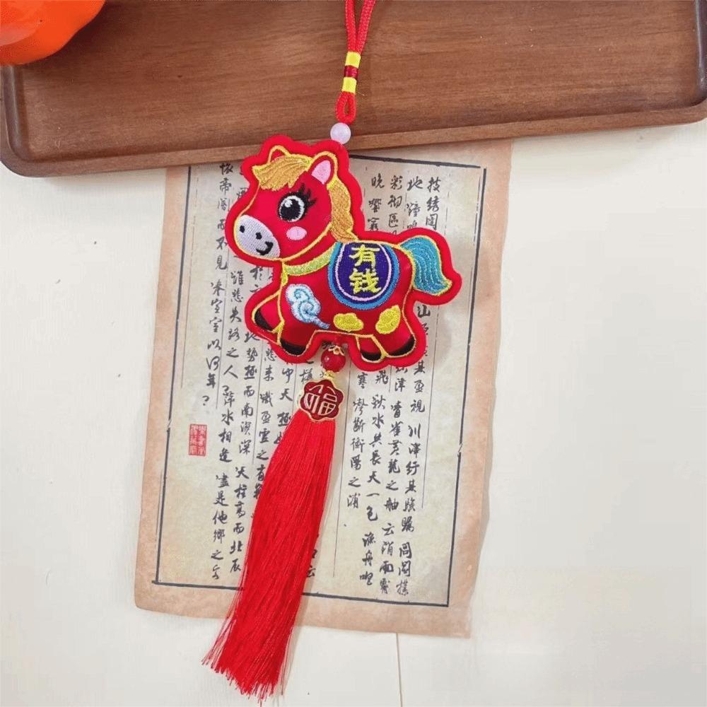 Chinese Red Spring Festival Bell Pendant Horse Wind Chimes Decoration  Festive Accessory